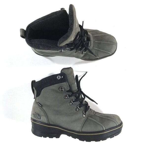 The North Face Waterproof Insulated Winter Snow Boots Mens Size 10 Gray Leather - Picture 1 of 9